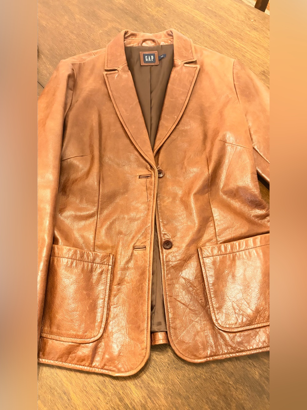 GAP Women's Cognac Leather Blazer Jacket